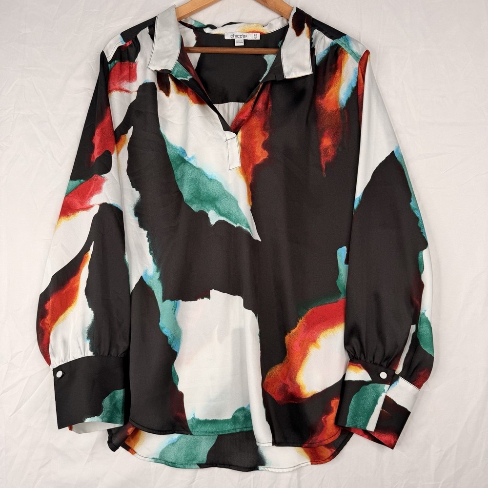 CHICO'S Top PATTERN MULTI-COLOR TUNIC Women's SZ-2.5 U.S.14 Casual Chic